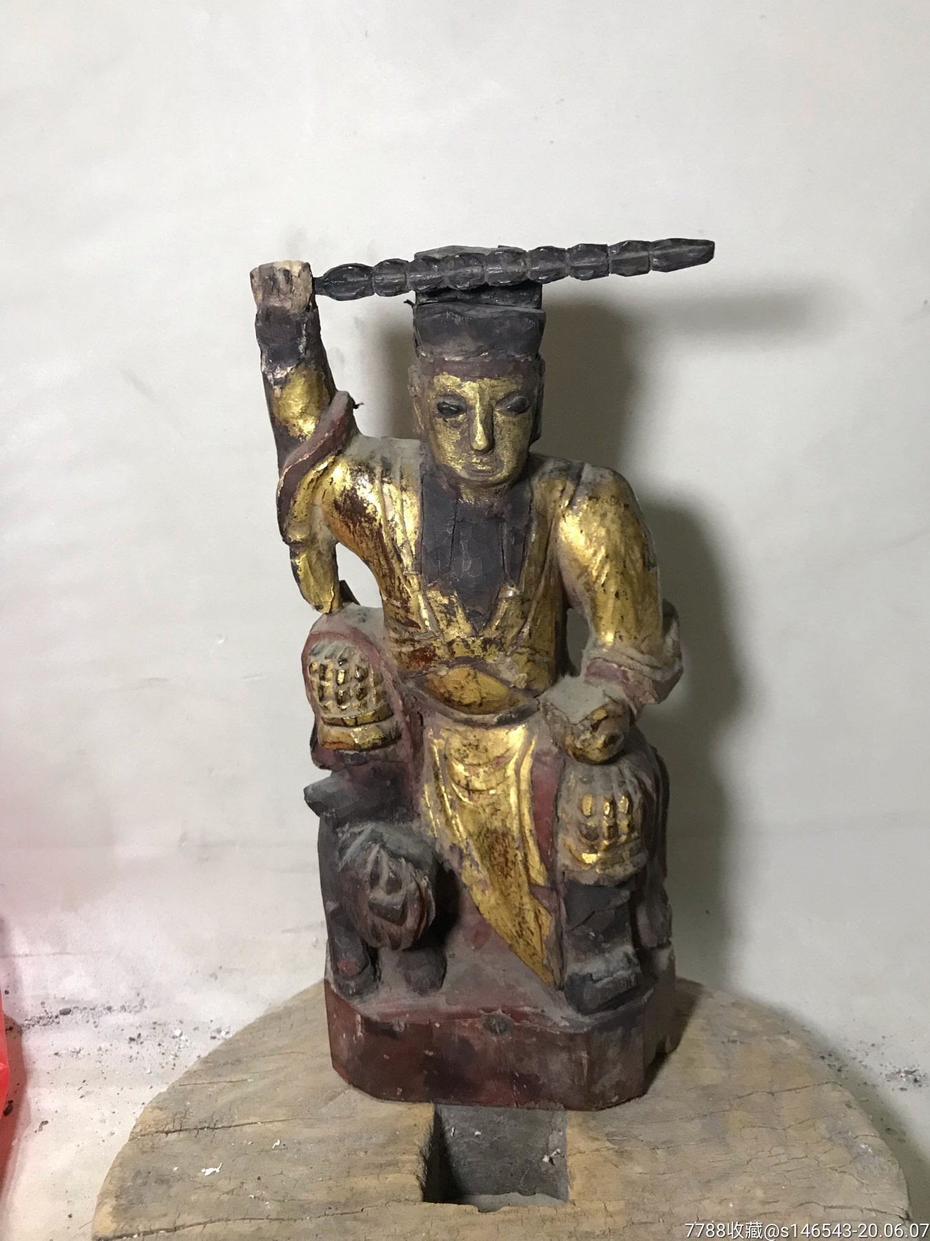 清代财神赵公明,开脸端庄大方,金水漂亮,包酱厚重,尺寸28×12全品