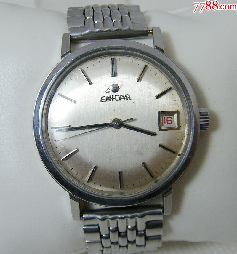 瑞士enicar英纳格17钻机械日历手表ar2161金色机芯