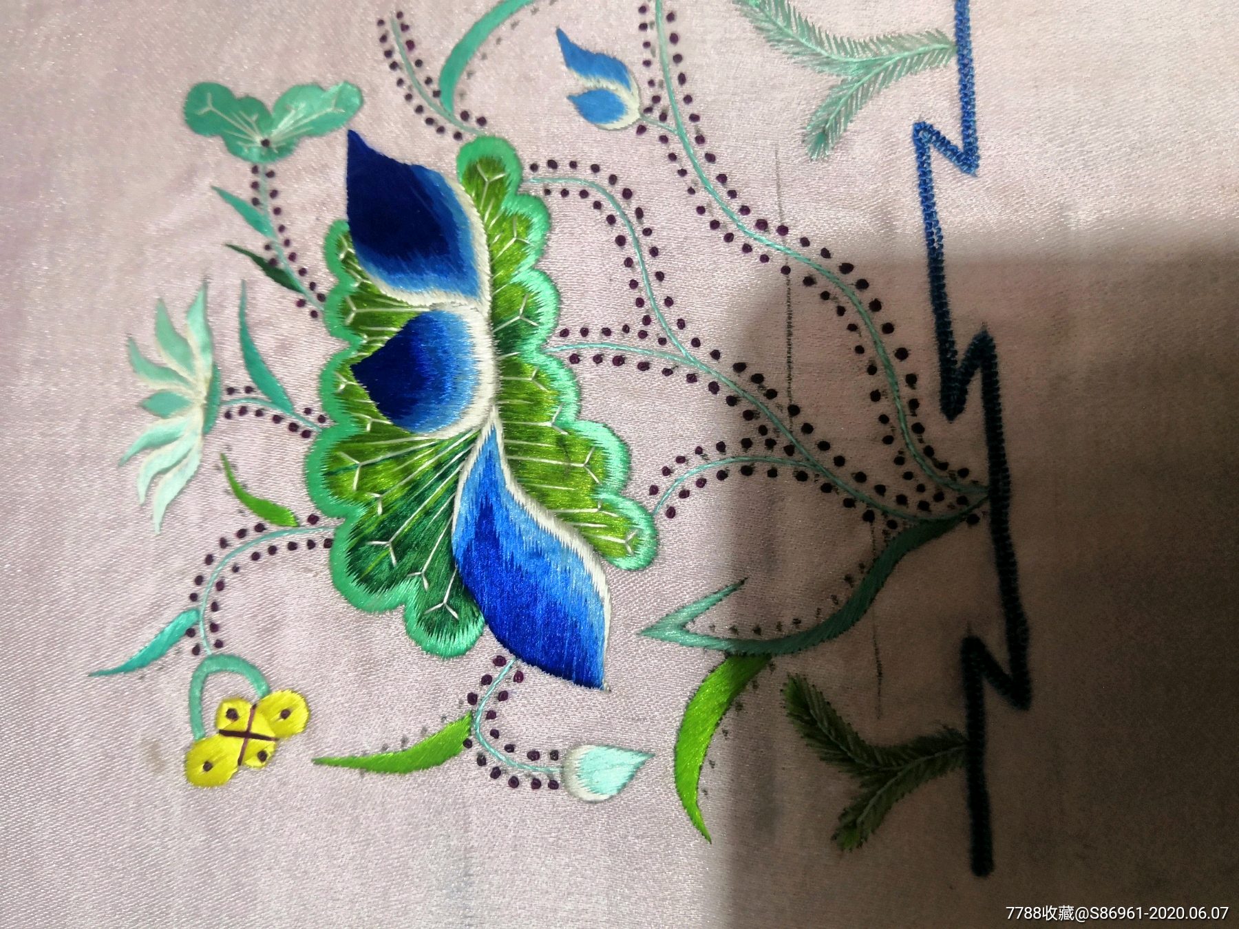 刺绣织绣绣片枕头顶一对飞鸟