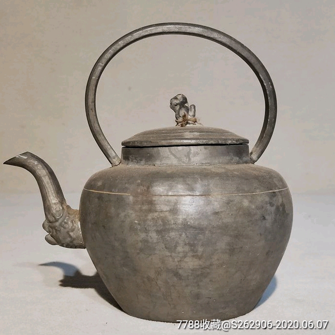 清代白锡茶壶老锡壶满工带款提梁壶茶具_价格1800元_第1张_7788商城