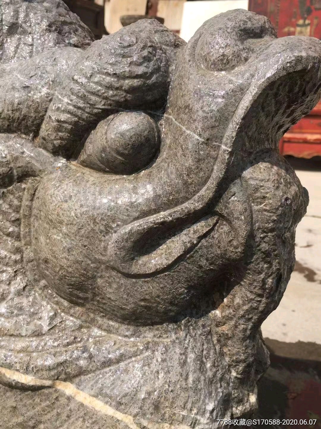 明代青石龙头一对