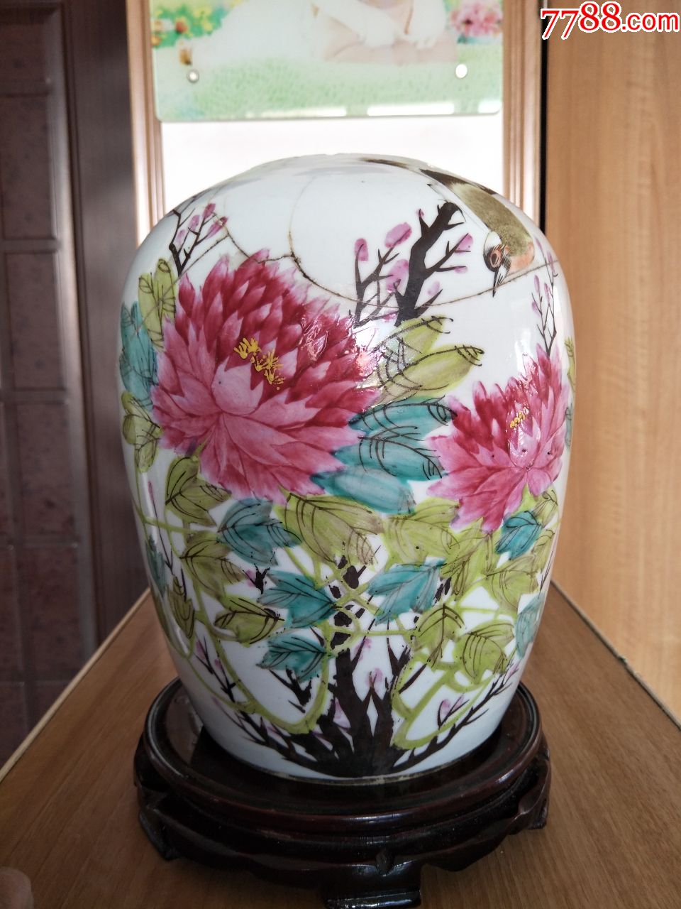 清代名家王和太富贵白头油彩冬瓜罐子.29厘米高