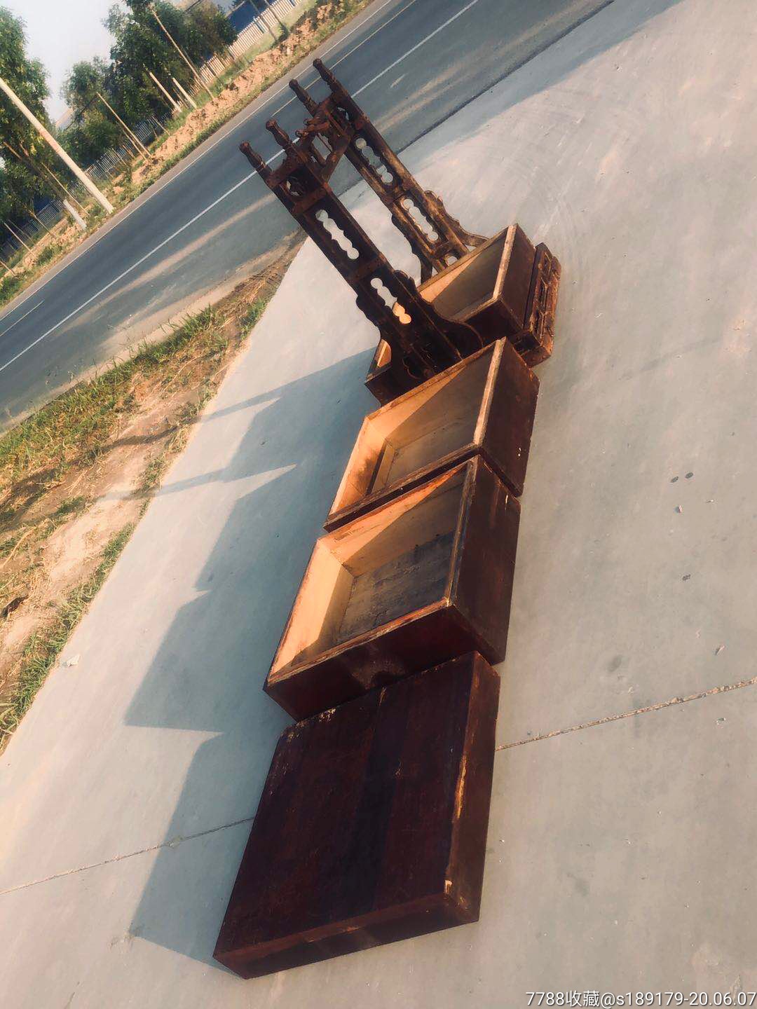 清代楠木双人抬老食盒31