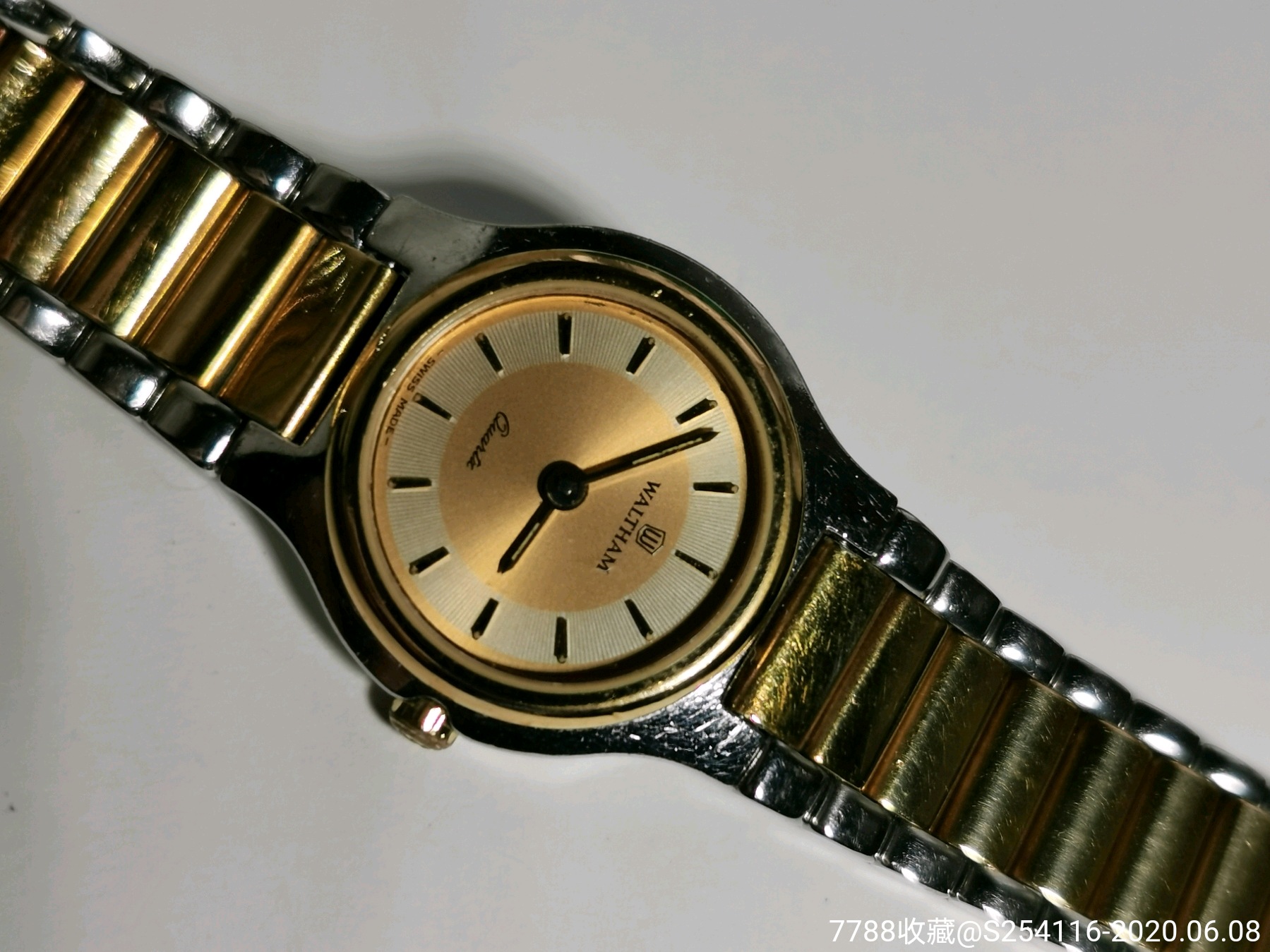 瑞士制造waltham华尔顿石英女表表盘21mm厚5mm表带长16.2cm瑞士