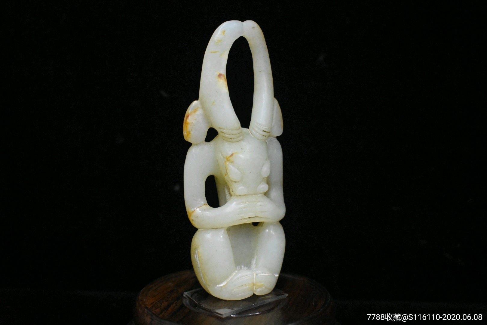 老新疆和田玉白玉太阳神摆件