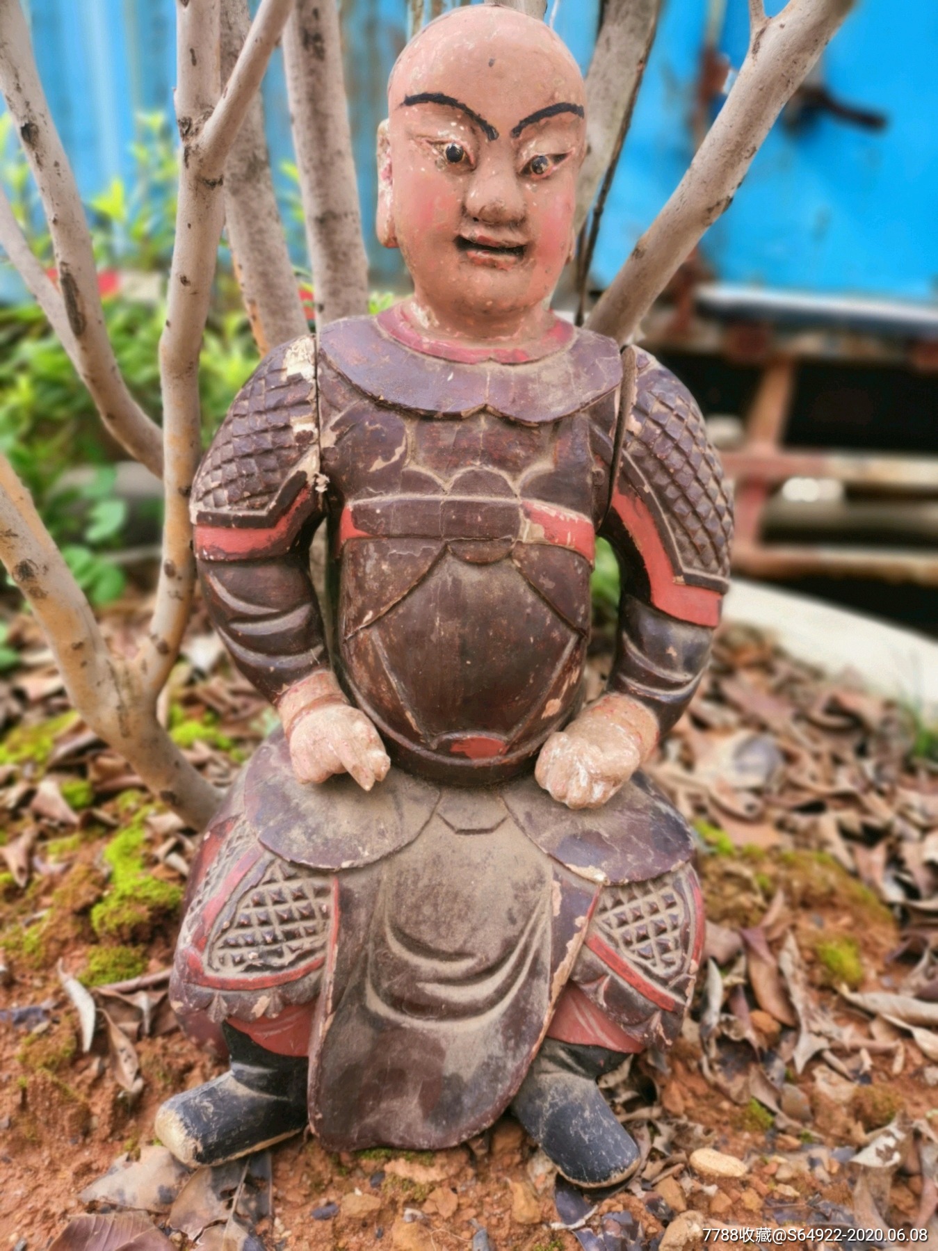 开脸一流,雕工漂亮清代木雕武将造像