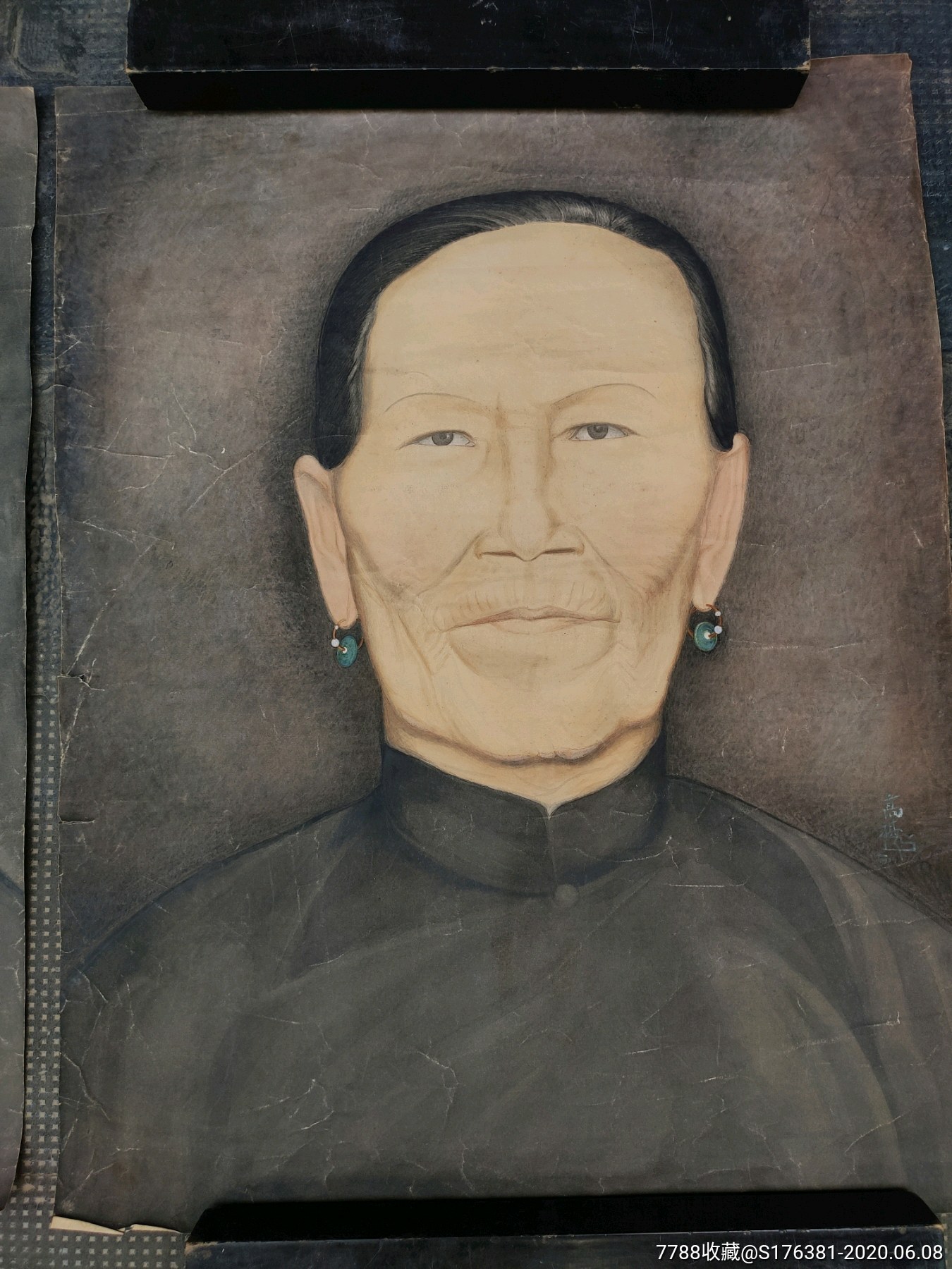 民国1934年水彩肖像画一对,有款