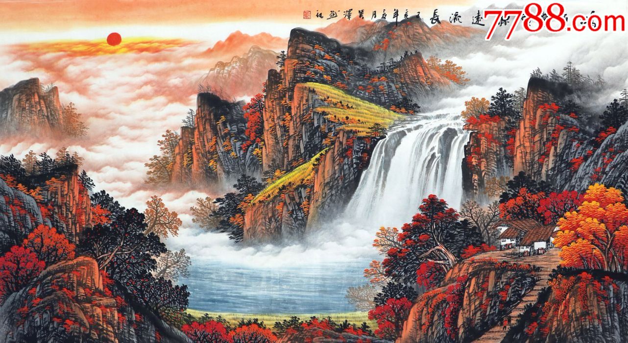 吴泽六尺红山聚宝盆02-价格:850元-se73563468-山水国画原作-零售