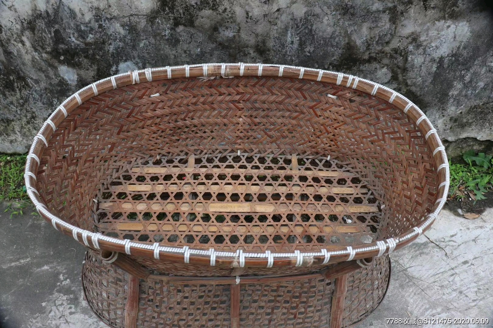 民俗老物件老竹编宝宝摇篮全品结实