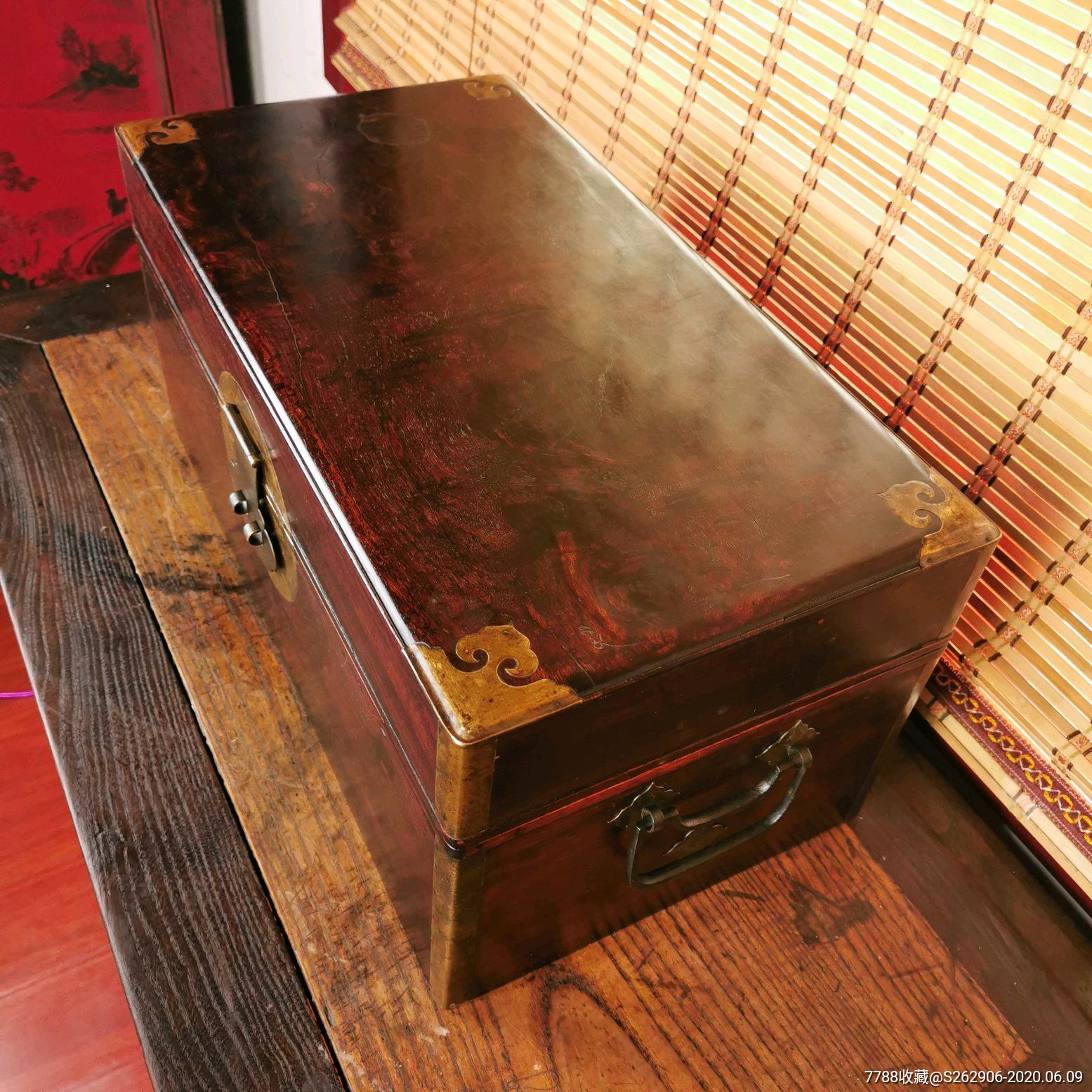 清代黄花梨翻盖盒古董真品收藏首饰文玩收纳盒中式古典盒子