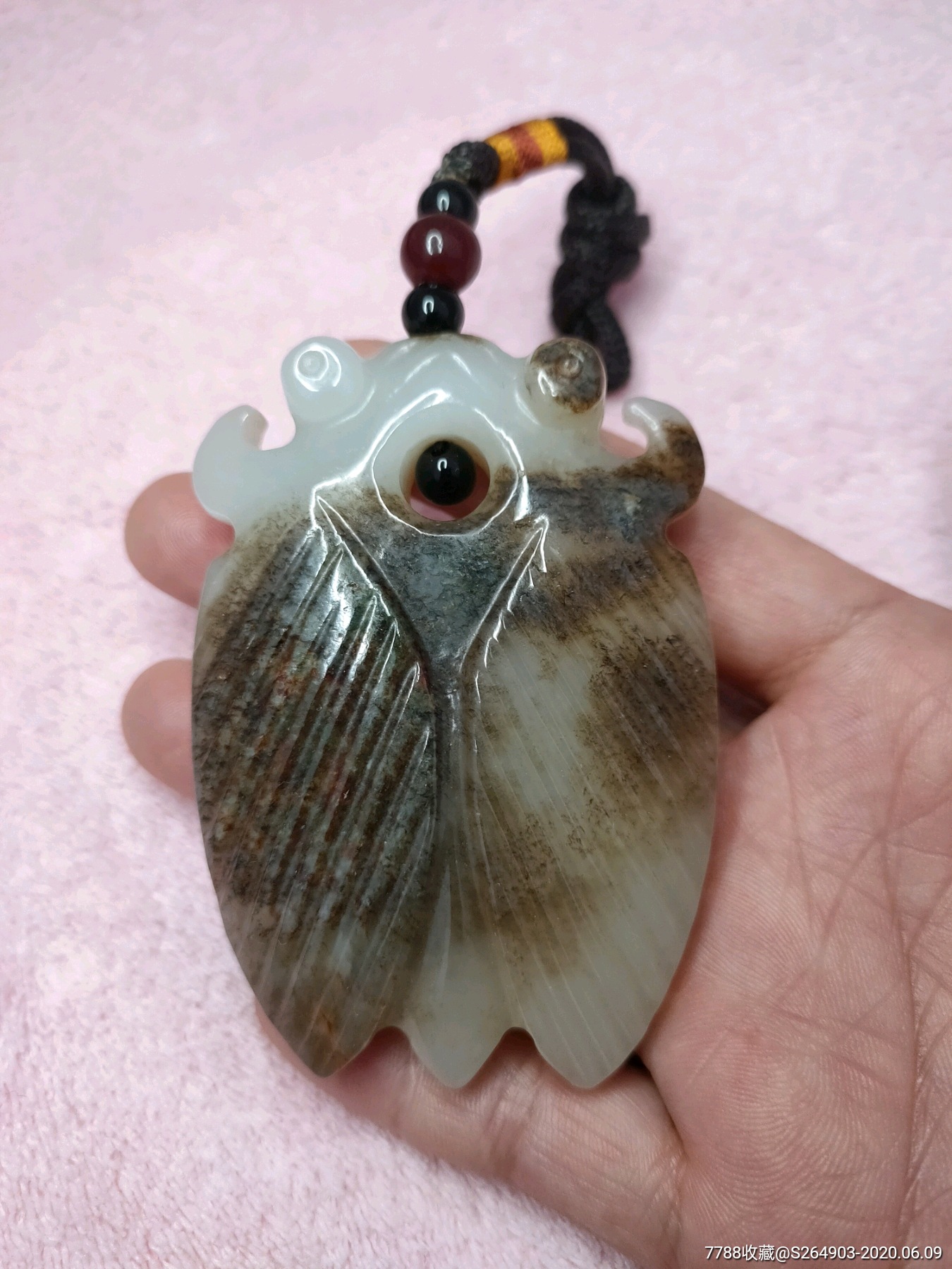 旧藏和田玉仿古蝉手把件