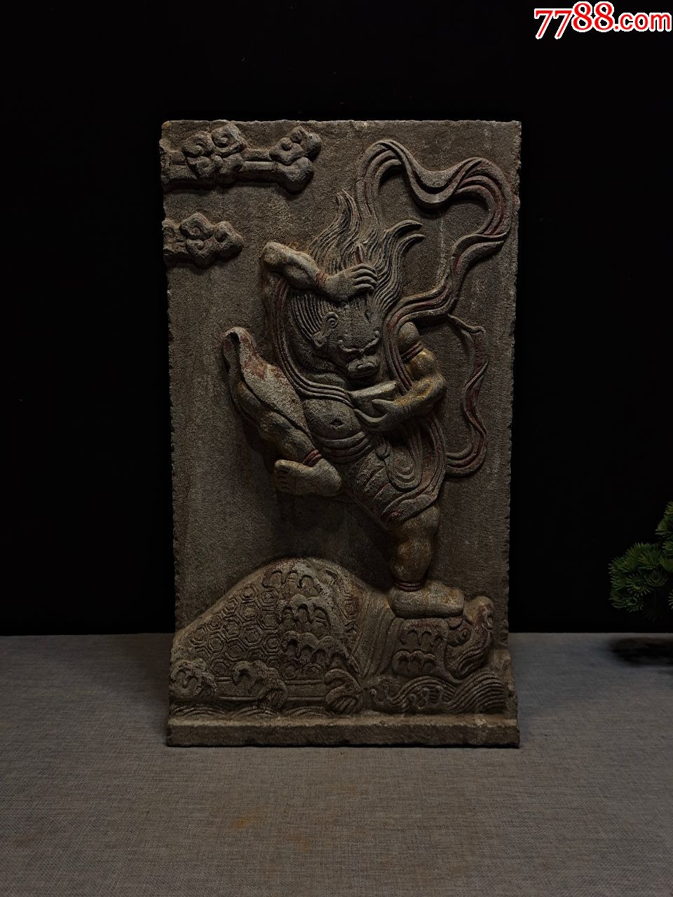 魁星点斗独占鳌头青石石板像