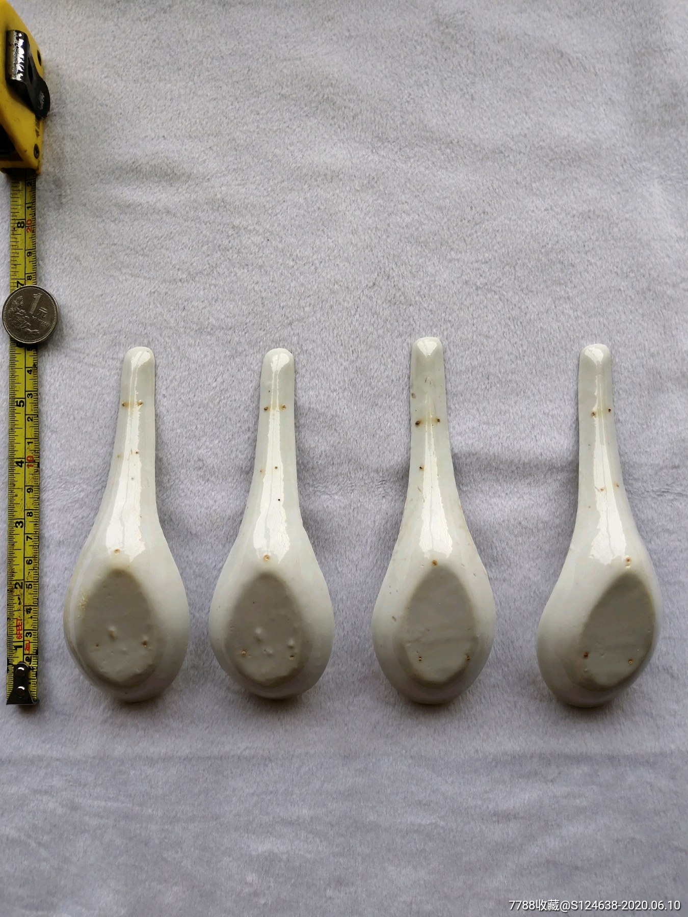 清代白釉勺子4个-单色白瓷-7788收藏