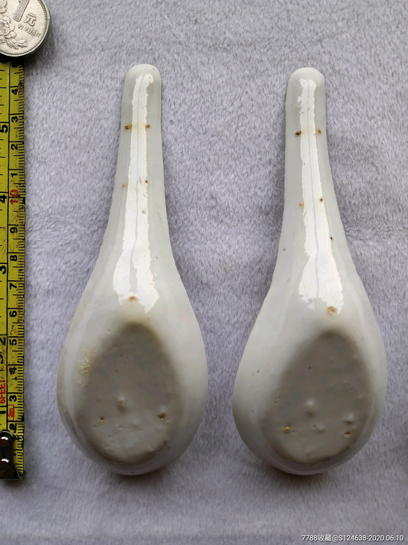 清代白釉勺子4个-单色白瓷-7788收藏