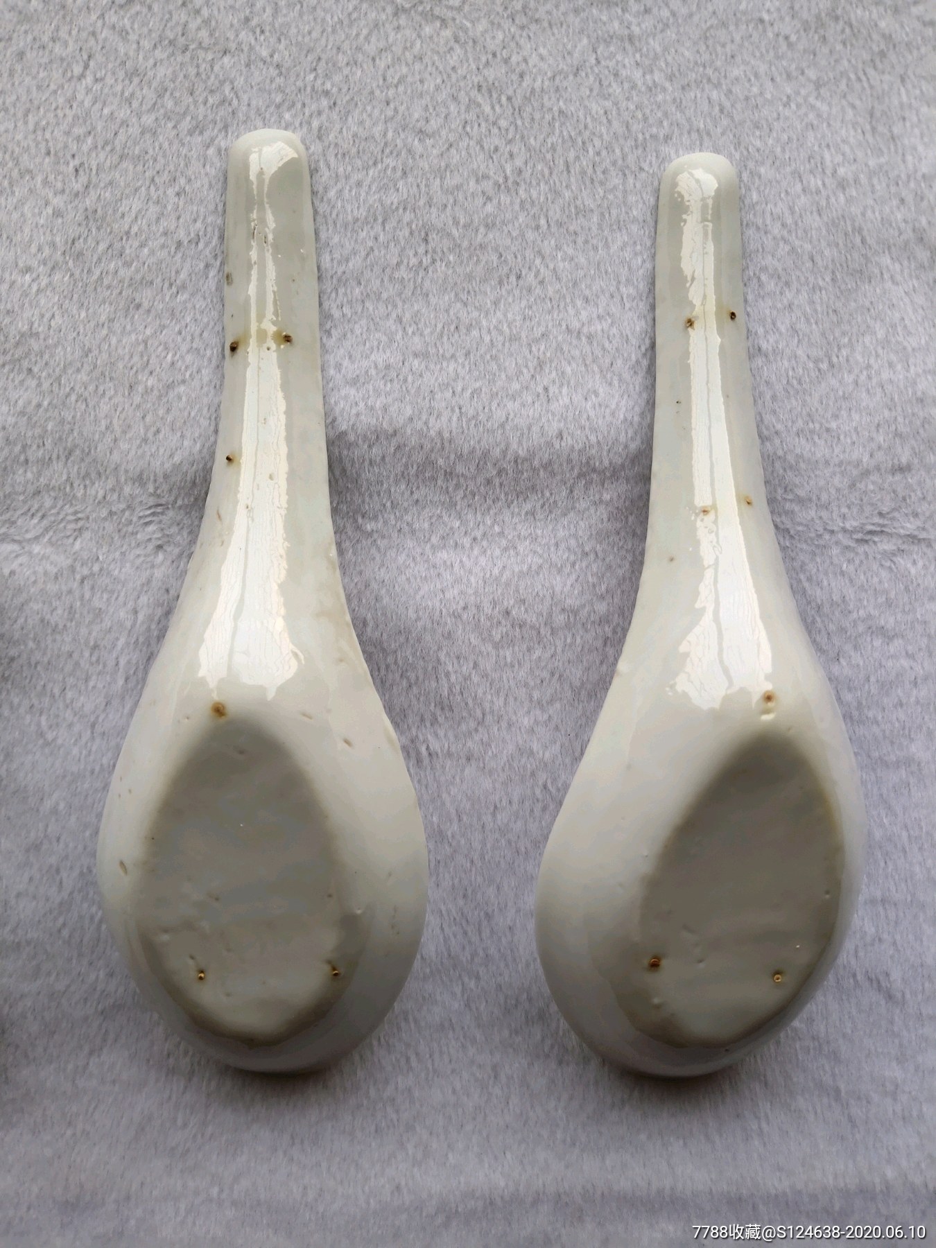 清代白釉勺子4个-单色白瓷-7788收藏