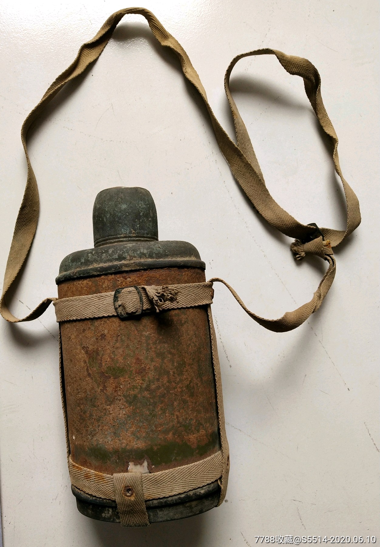 抗战国军将领便携"保暖水壶"(国货!光大厂出品!)铜包铁!