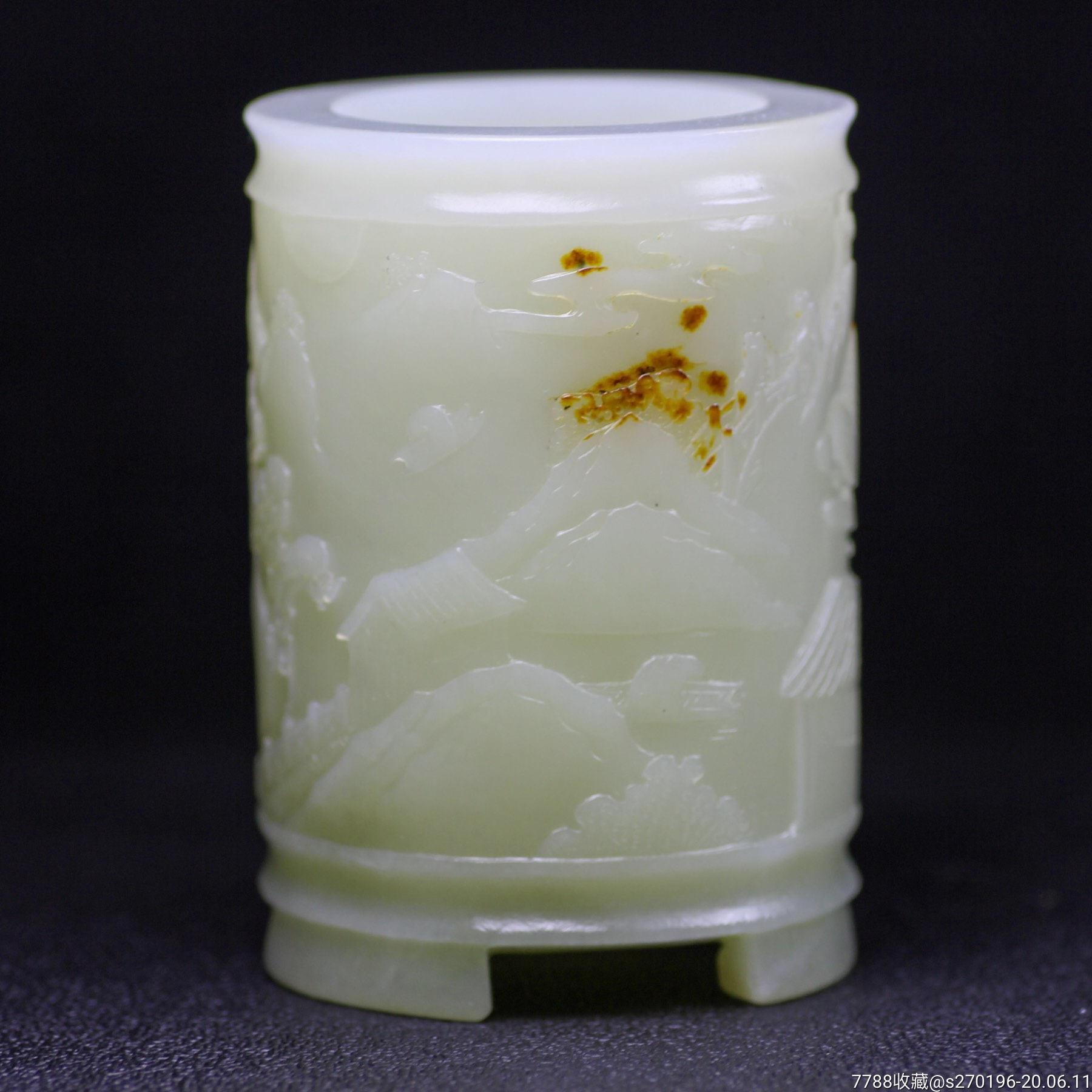 精品和田籽玉旧藏玉笔筒