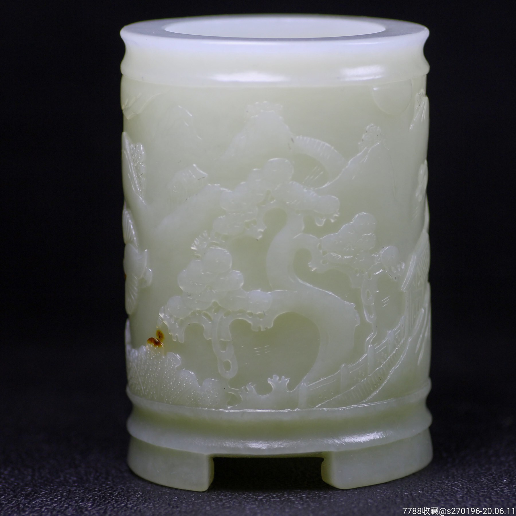精品和田籽玉旧藏玉笔筒