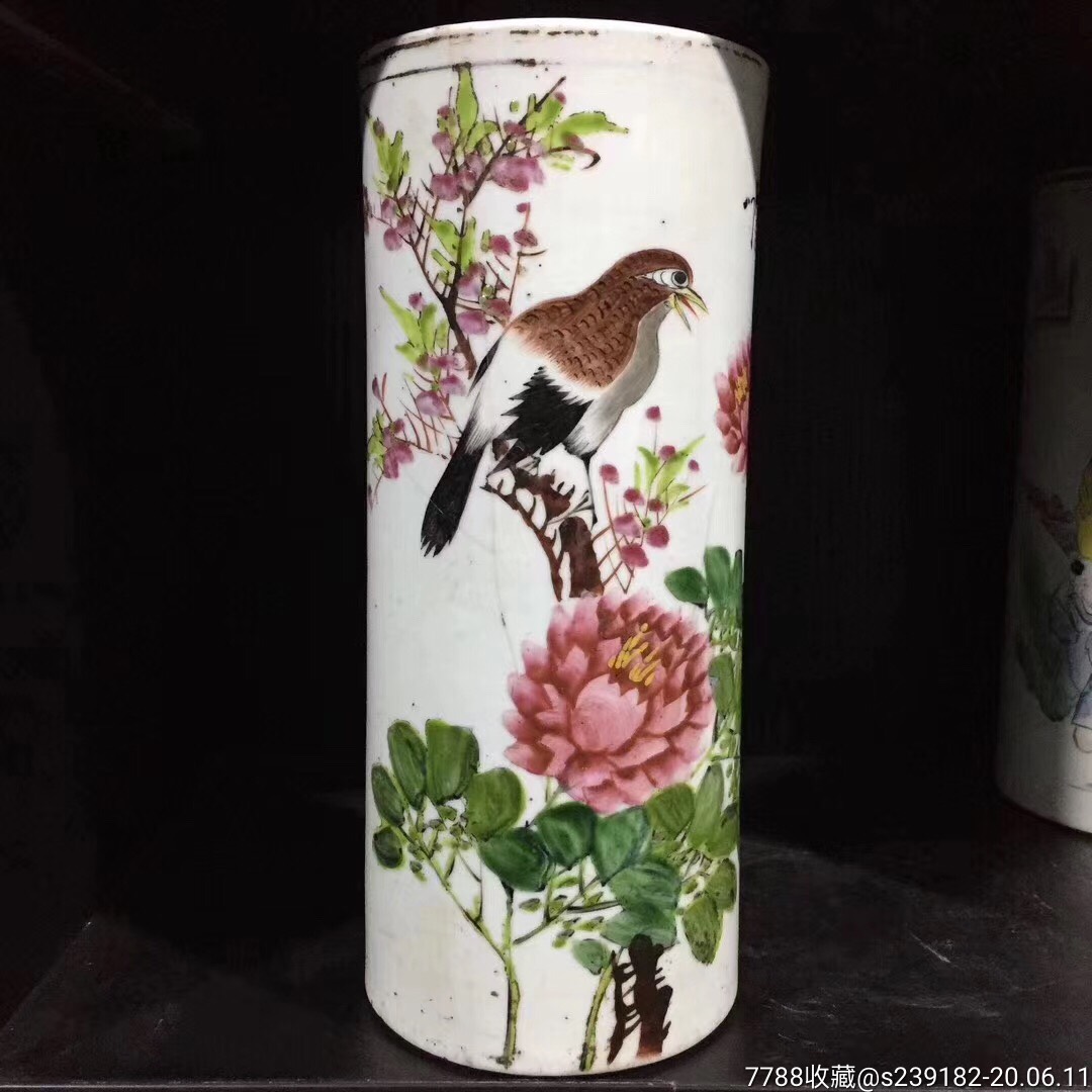 牡丹花鸟纹帽筒