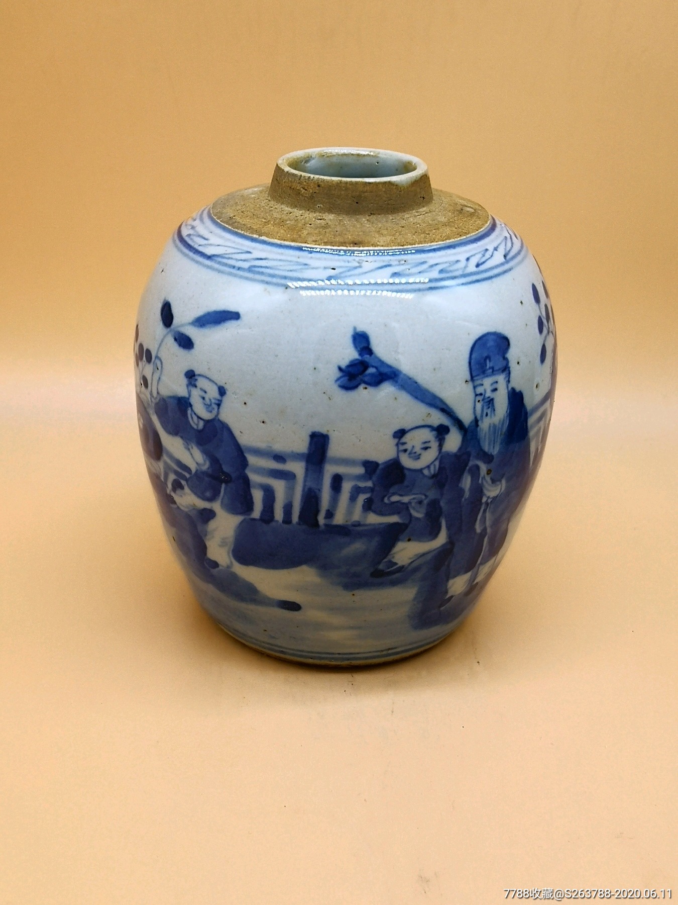 清代人物沙口罐