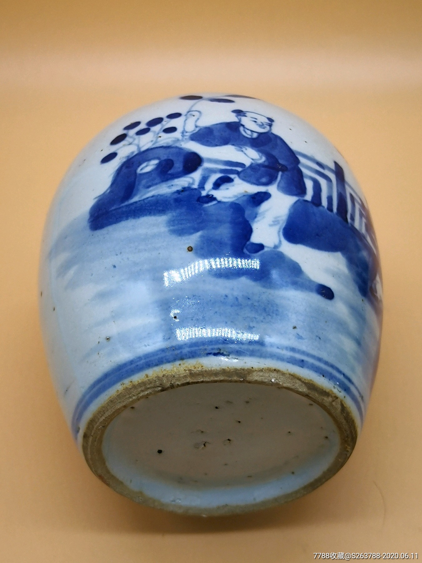 清代人物沙口罐