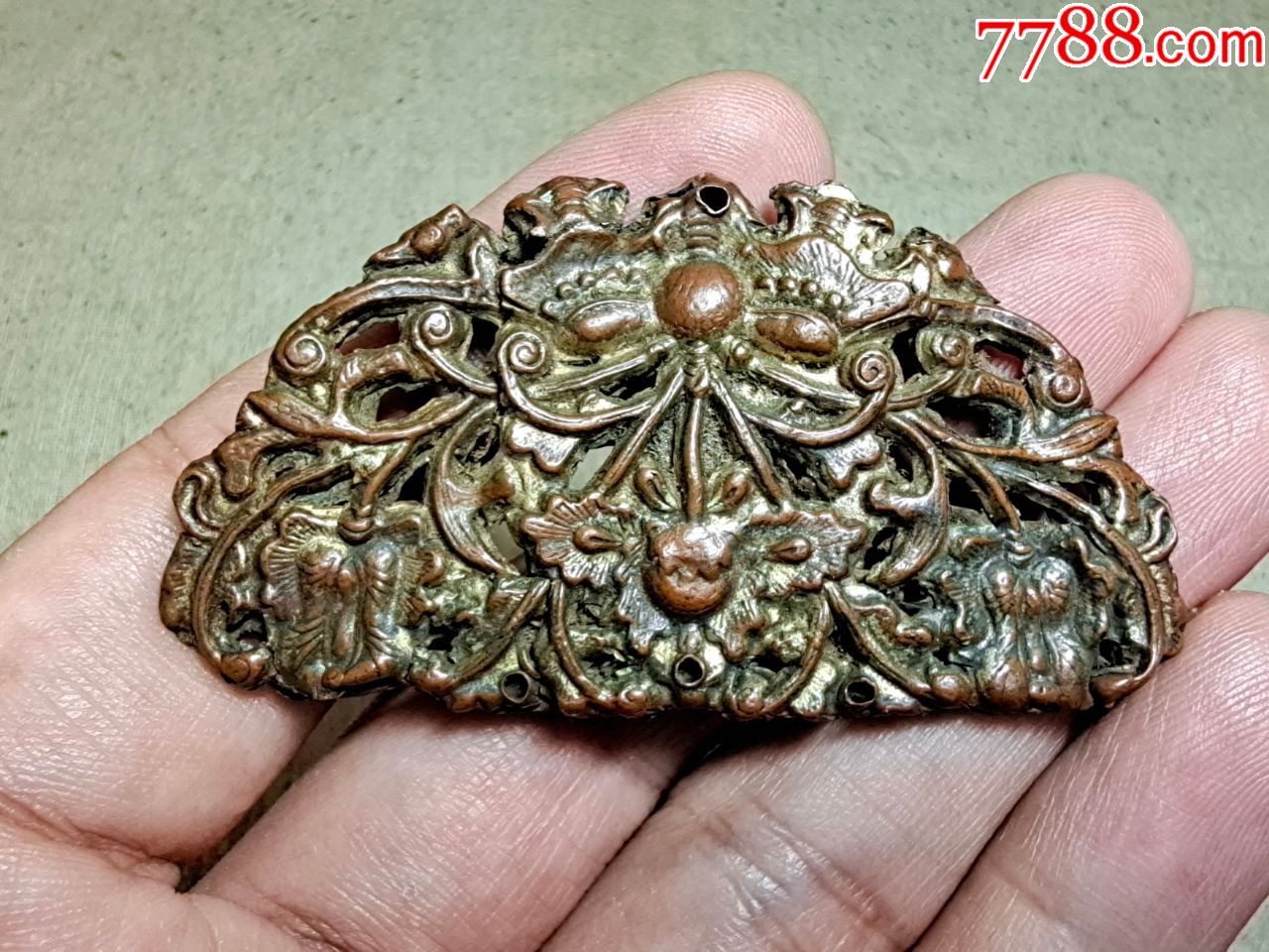 清代铜鎏金挂花