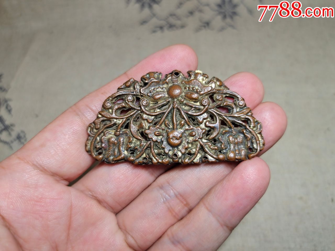 清代铜鎏金挂花