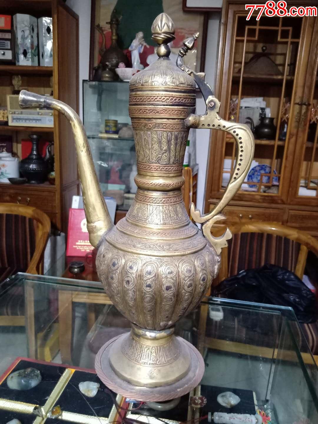 新疆铜壶,花纹漂亮,45公分