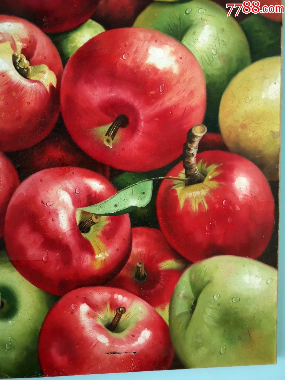 大幅手绘布面油画原作苹果