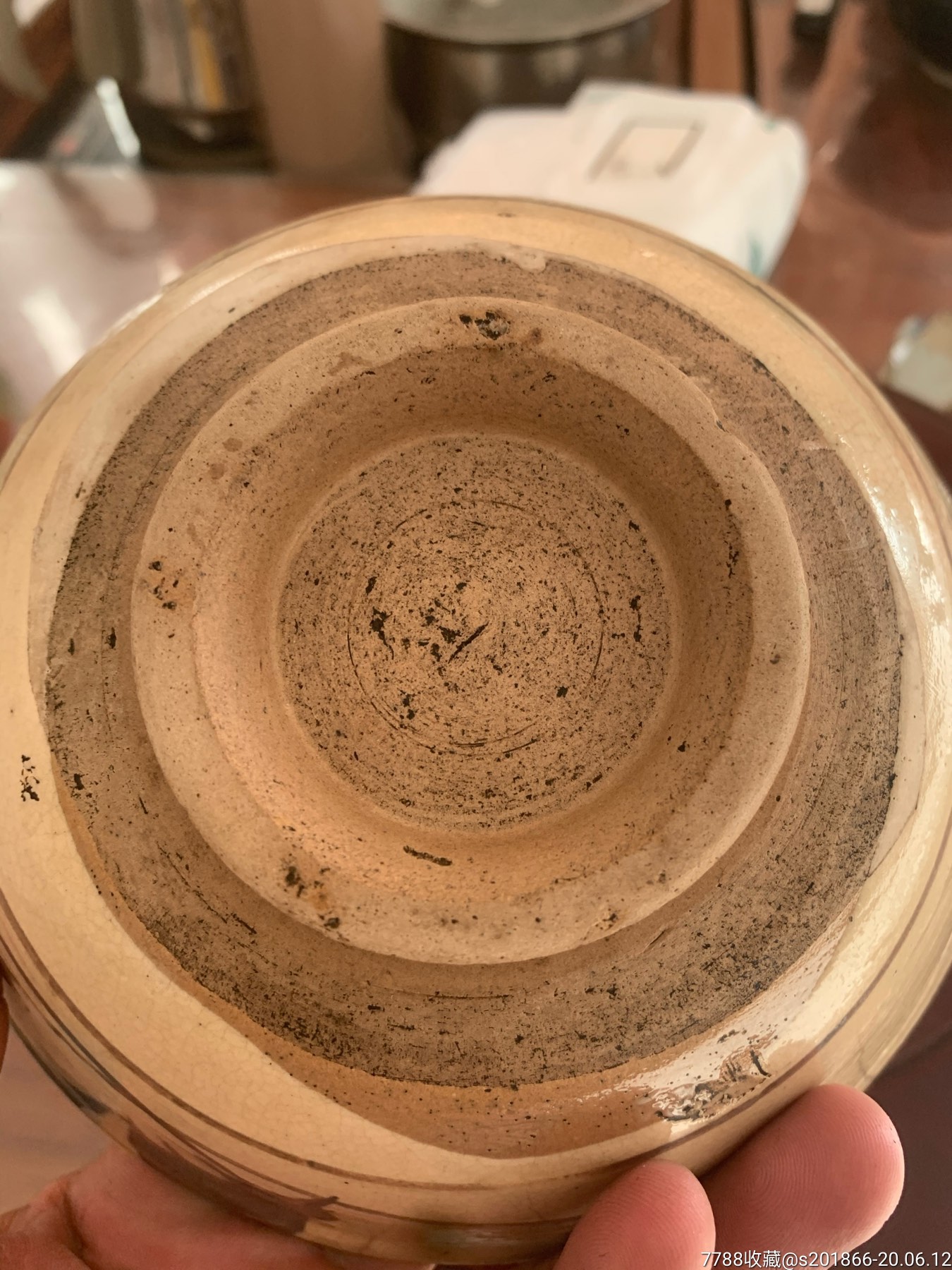 清代磁州窑大碗白底黑花碗
