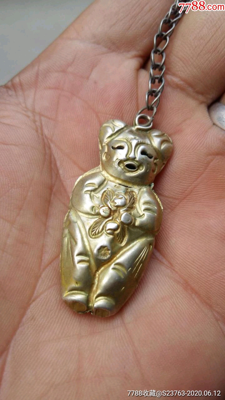 清代双面鎏金银娃娃