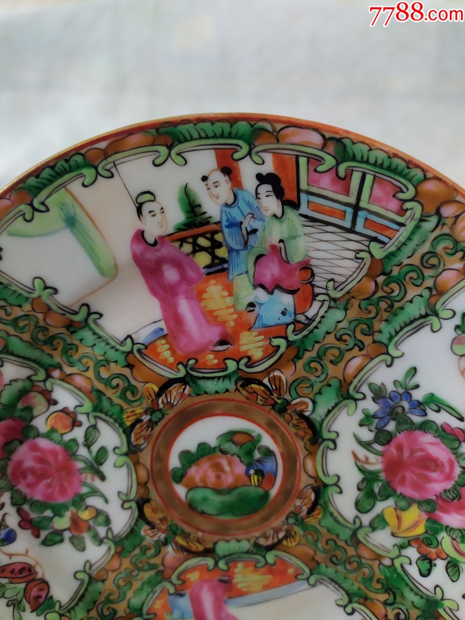 5850全品晚清民国人物花鸟纹广彩盘子