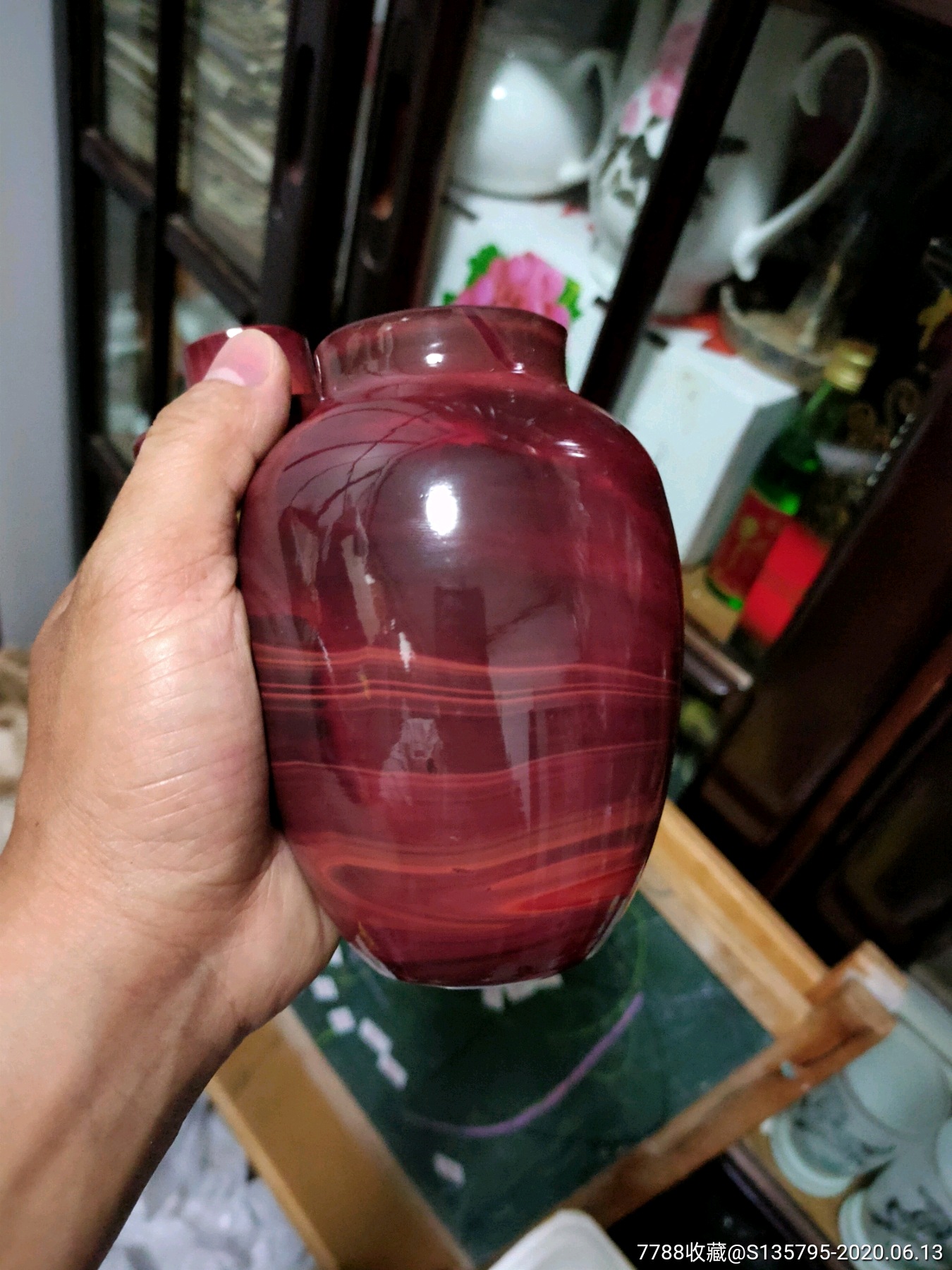 老美琉料器博山鸡肝石瓶鸡肝石灯笼罐_琉璃瓶_第1张_7788字画网