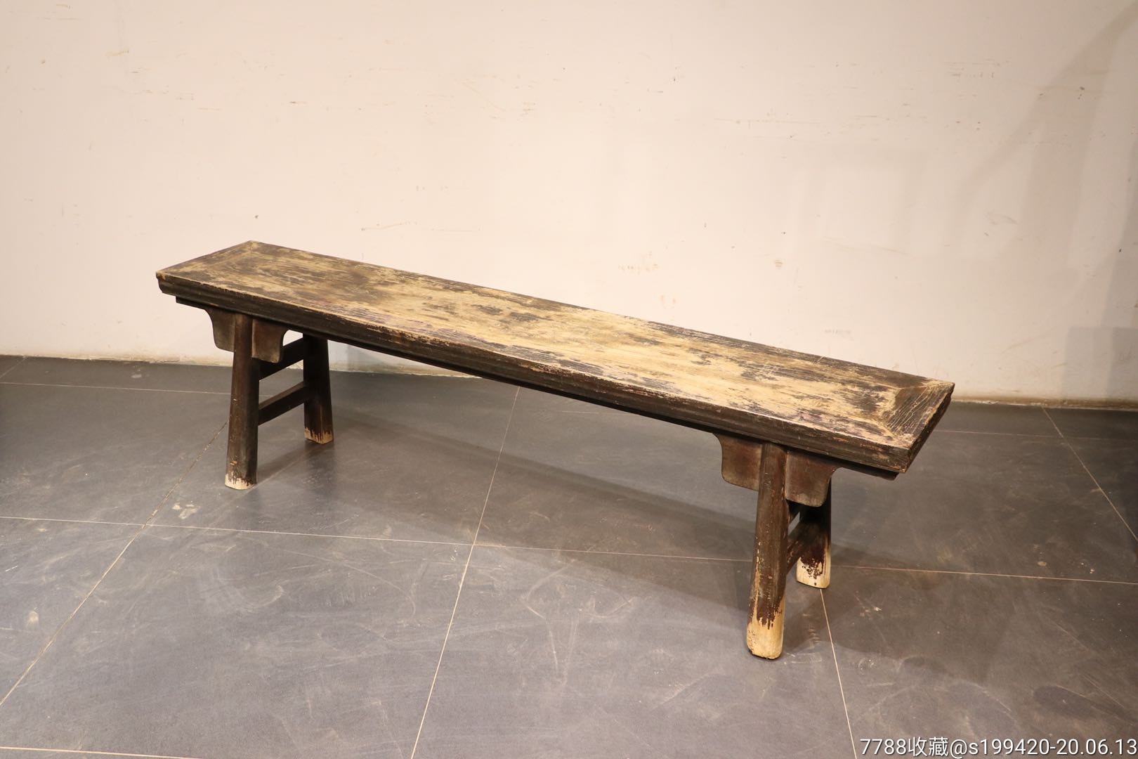 明式榆木刀牙大春凳长190宽35高54