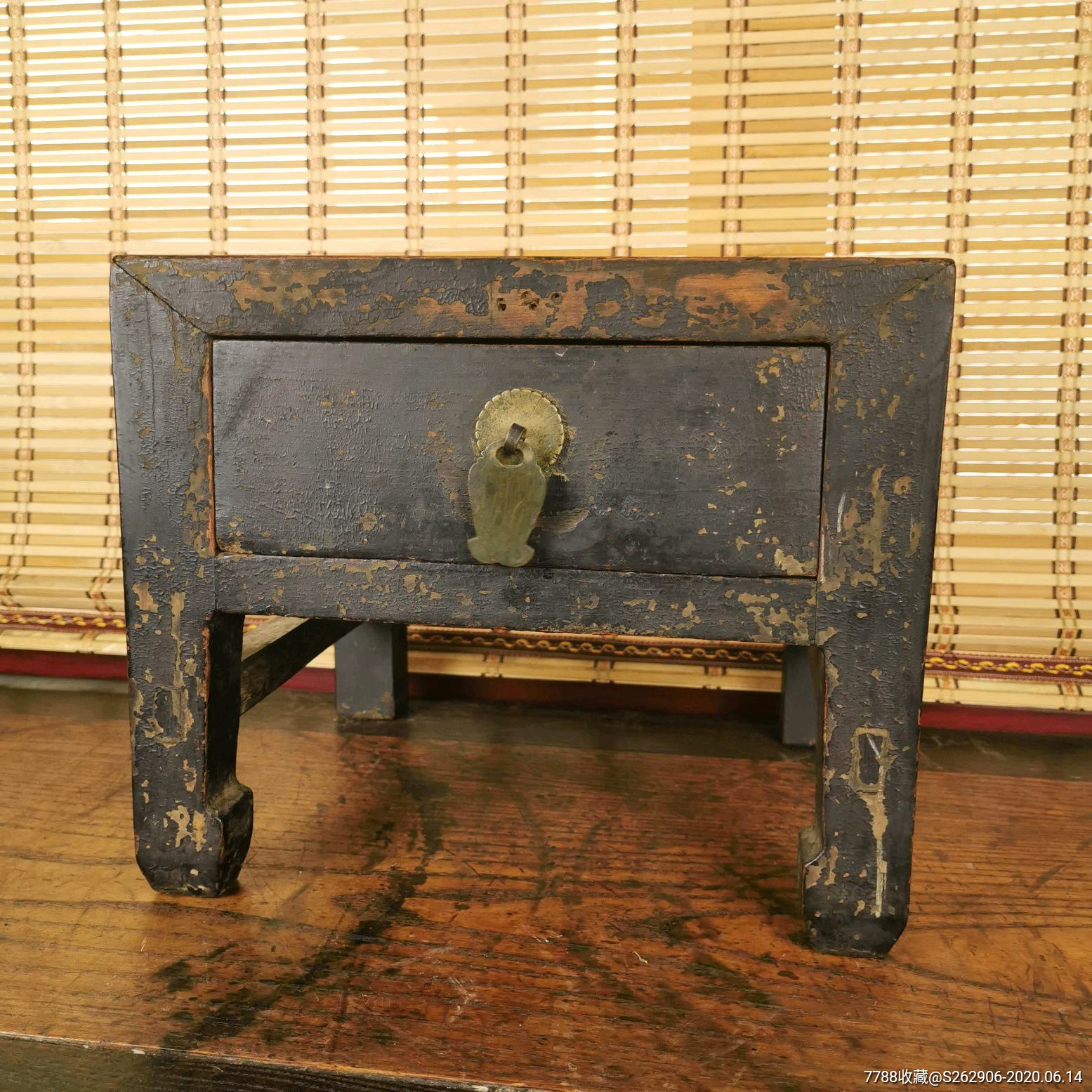 核桃木小方桌披麻挂灰古玩老木器旧家具小矮凳炕桌