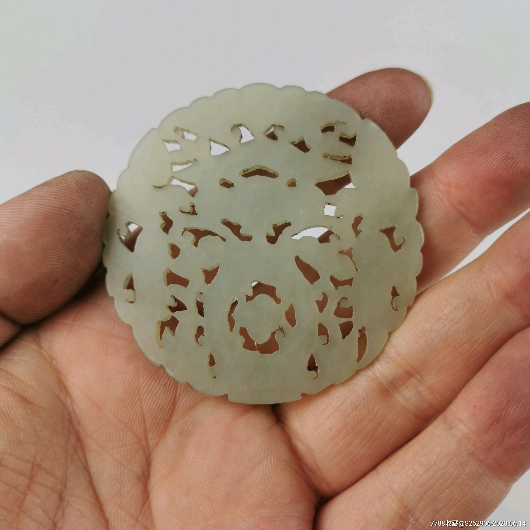 清代和田玉牌子富贵花鸟玉佩精品镂空雕刻玉器佩饰