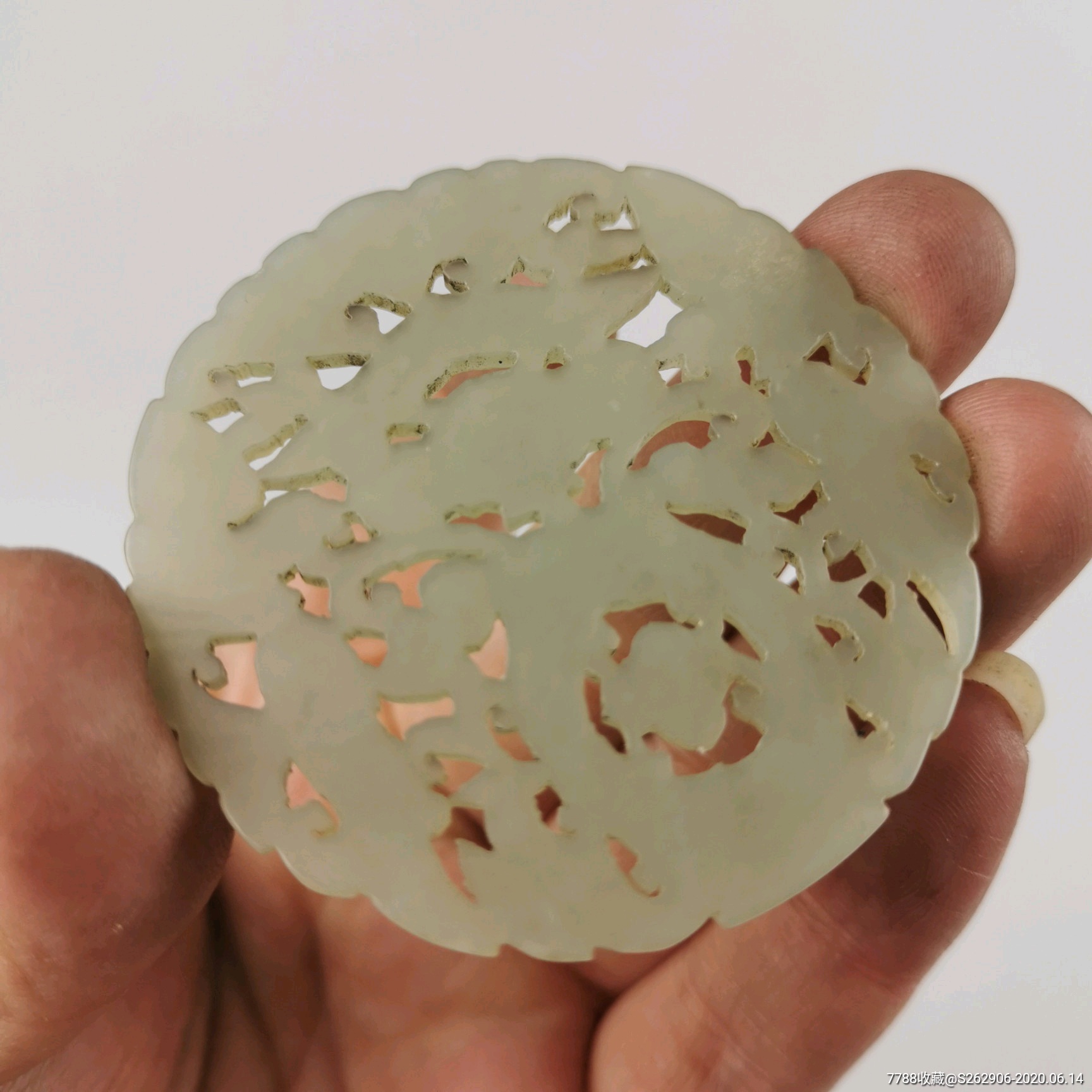 清代和田玉牌子富贵花鸟玉佩精品镂空雕刻玉器佩饰