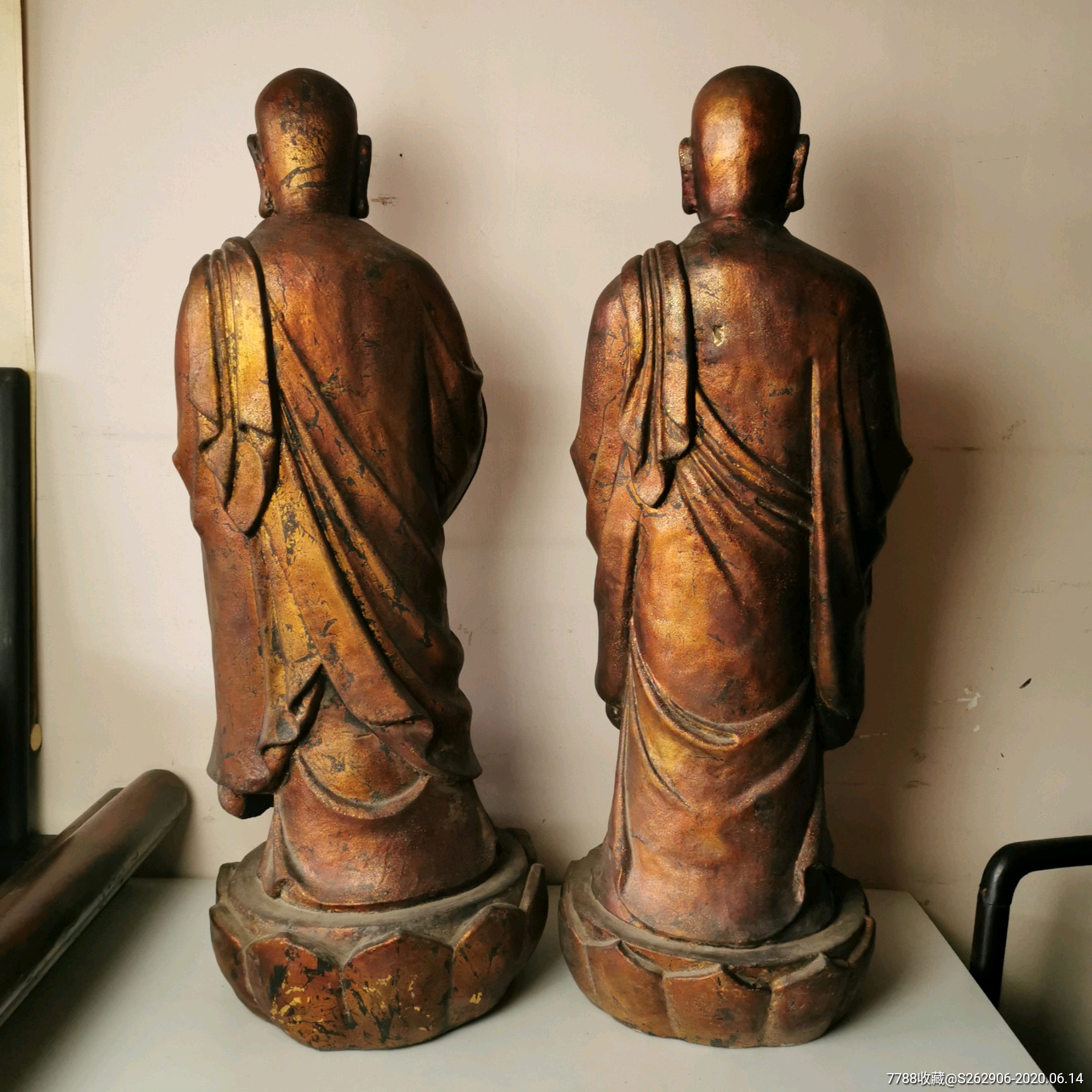 清代脱胎阿难迦叶罗汉尊者刷金佛像