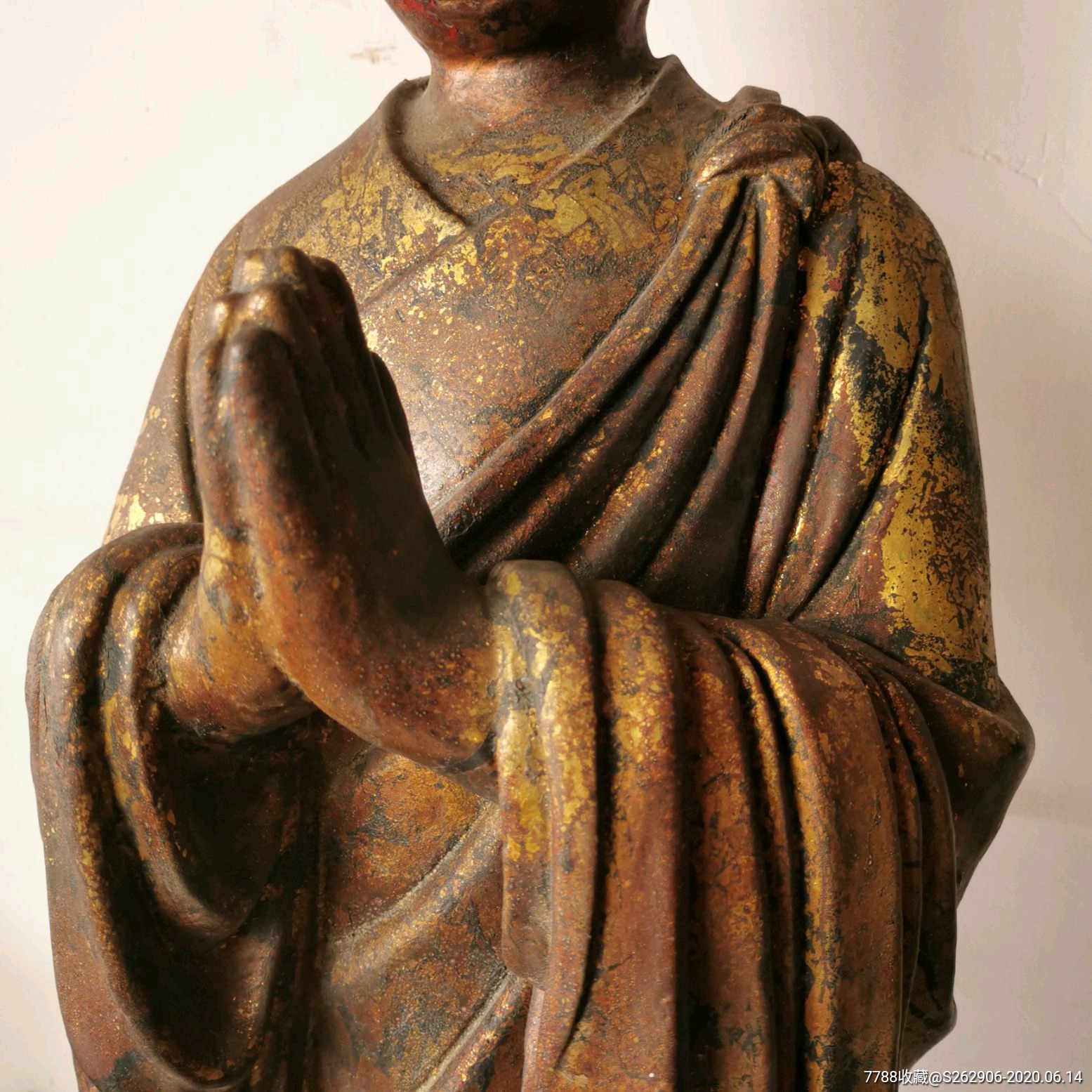 清代脱胎阿难迦叶罗汉尊者刷金佛像