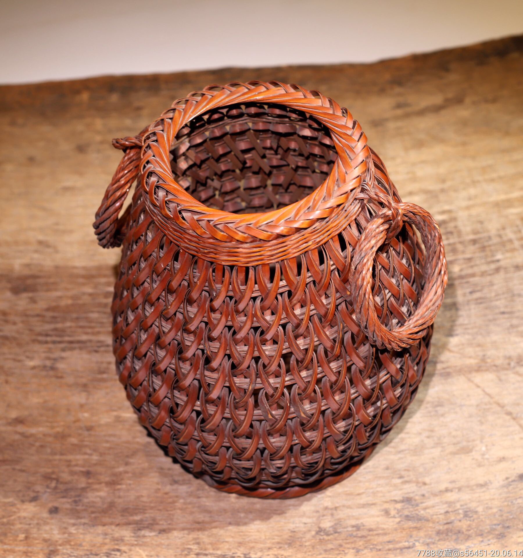 老竹编花篮