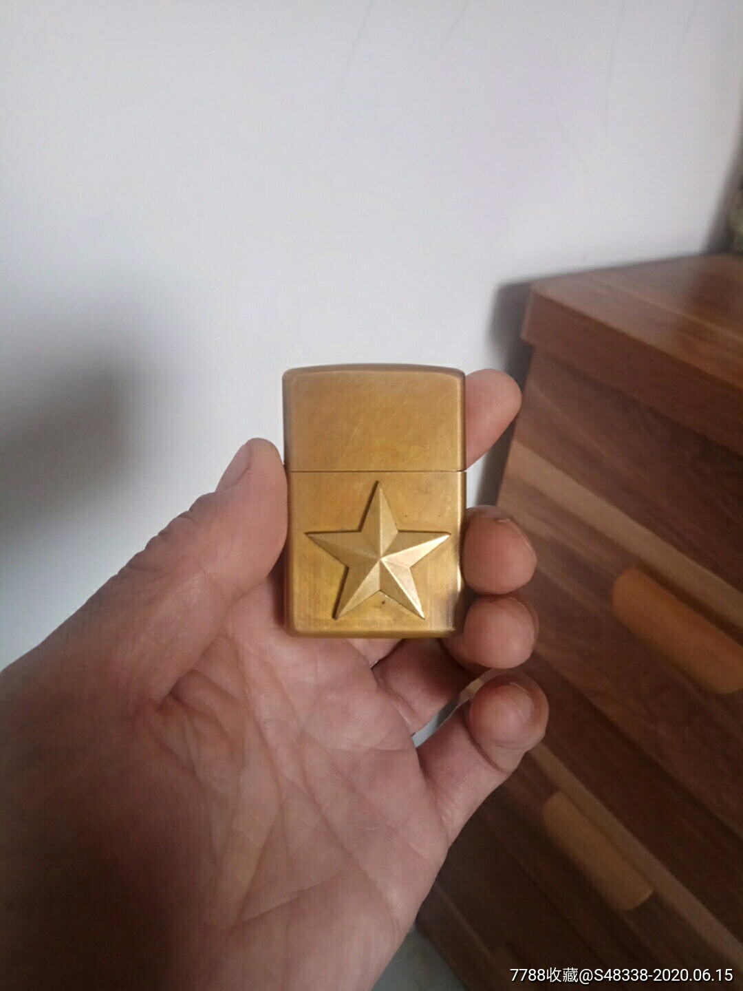 纯铜手工防风煤油打火机全铜黄铜五角星贴章老式汽油燃油打火机
