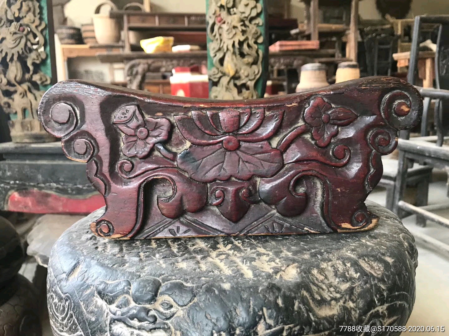 清代榆木双面木枕全品包老