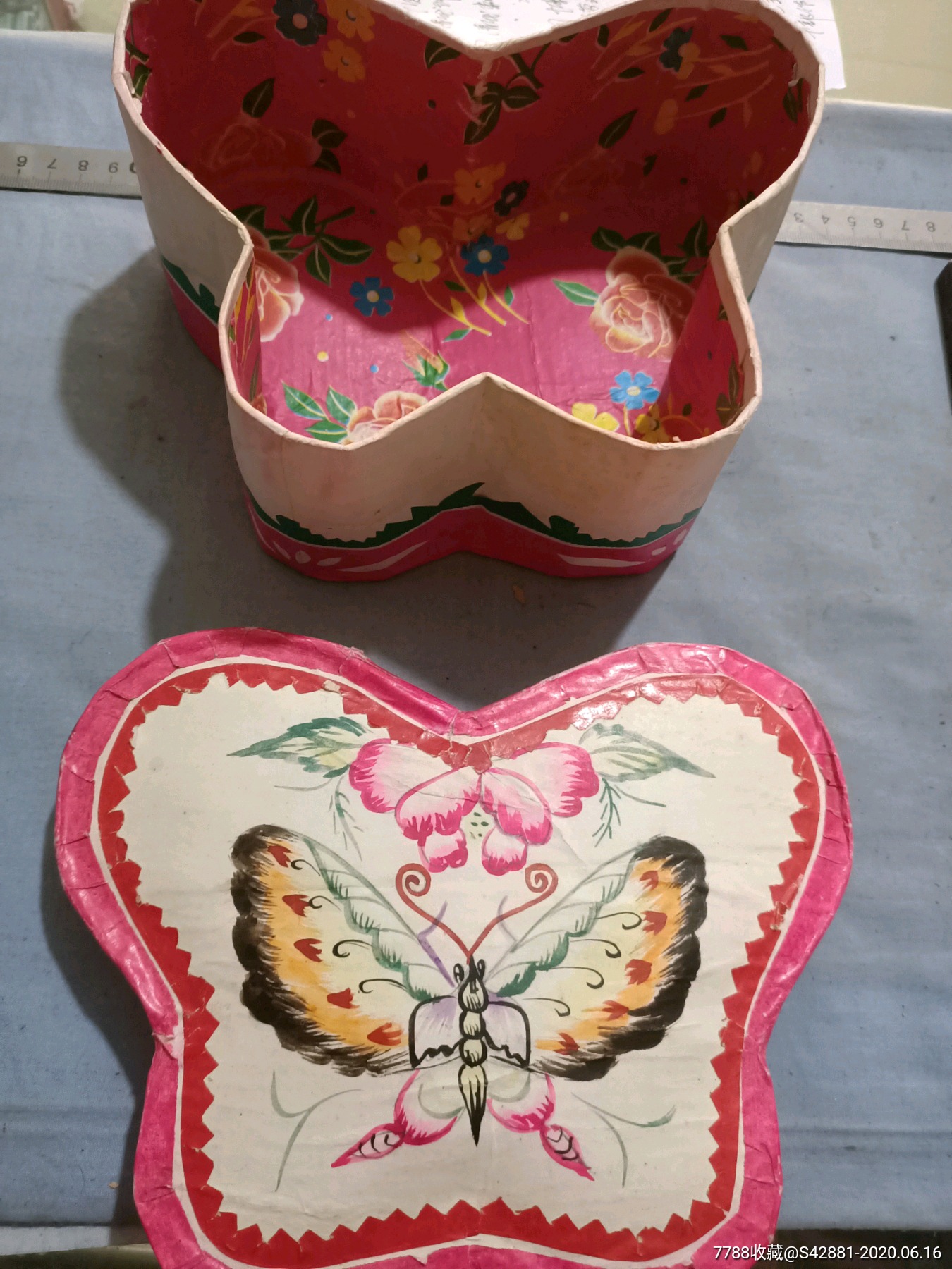 手绘蝴蝶手工糊制蝴蝶形年画纸盒品佳.20/15