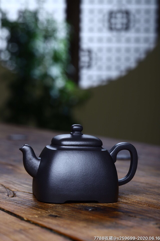 石黄泥四方壶220cc14孔优秀作品石黄泥四方壶稀有原矿紫砂泥料石