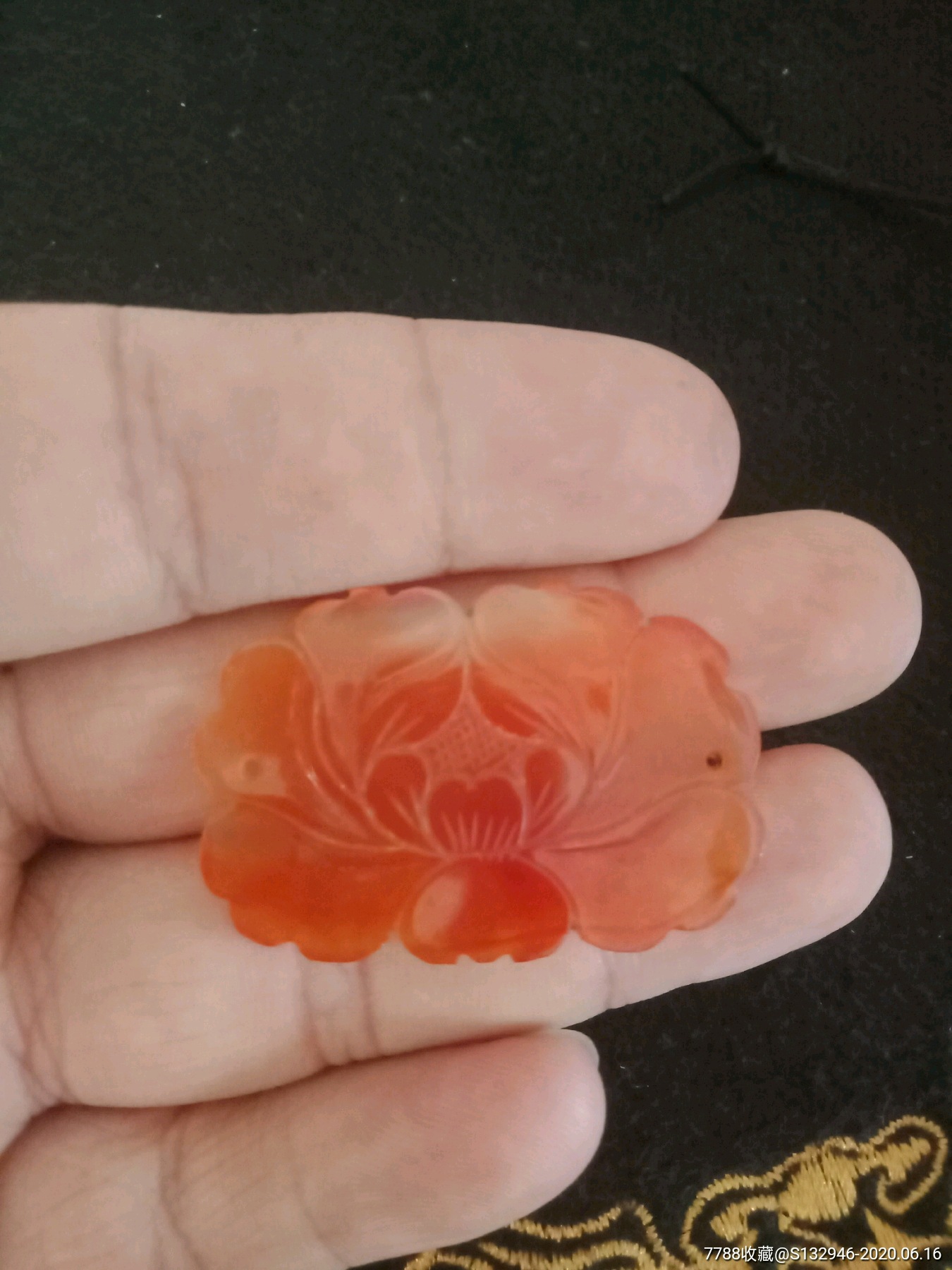 清代民国玛瑙帽花