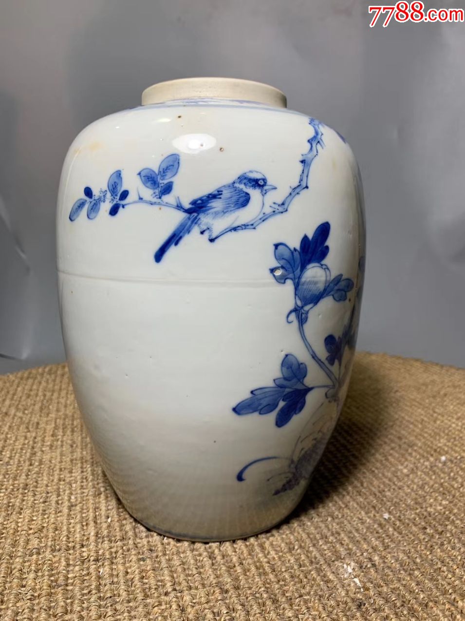 清代光绪青花花鸟罐高约23公分