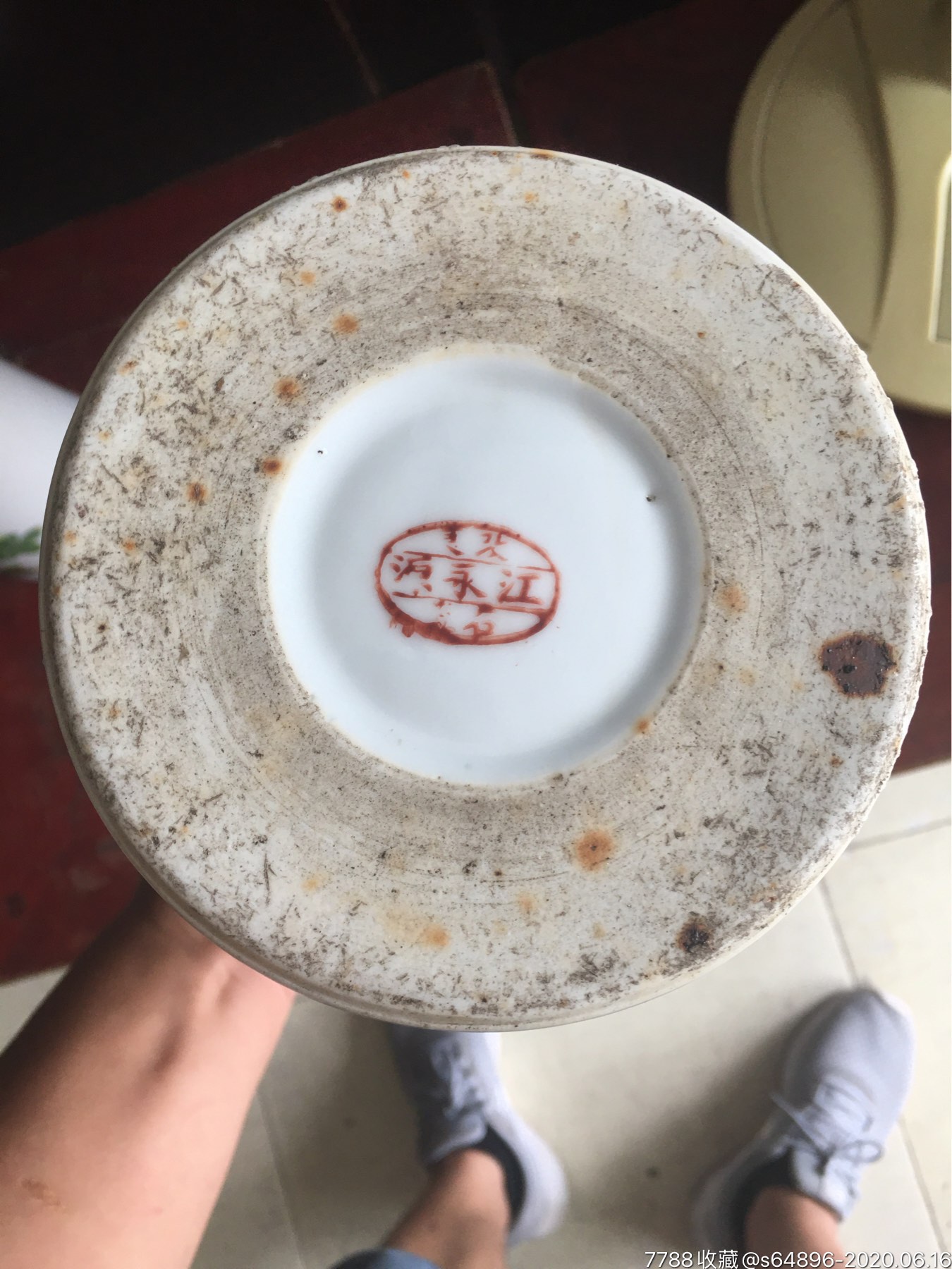一对清代浅绛名家江永源手绘老帽筒