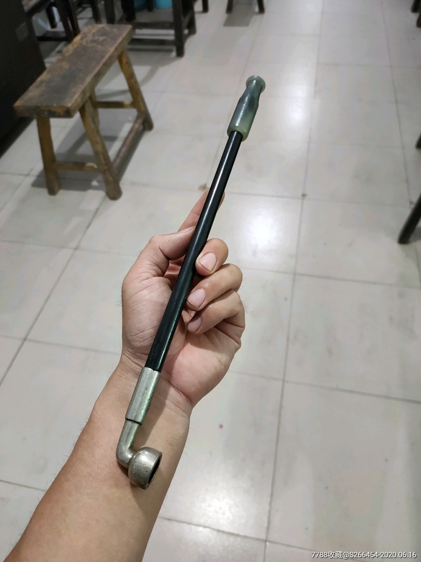 清代和田青玉老烟袋一杆