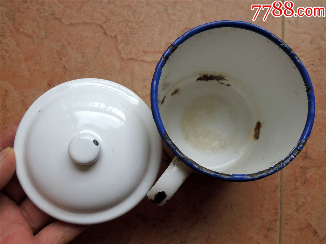 怀旧收藏2006-文革时期昆明j区革委会慰问团赠天安门搪瓷口缸茶缸