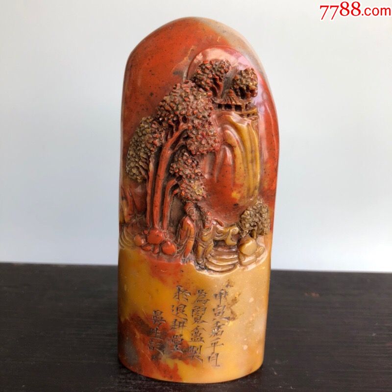 旧藏篆刻家陈鸿寿曼生记寿山石人物故事印章t,长5.